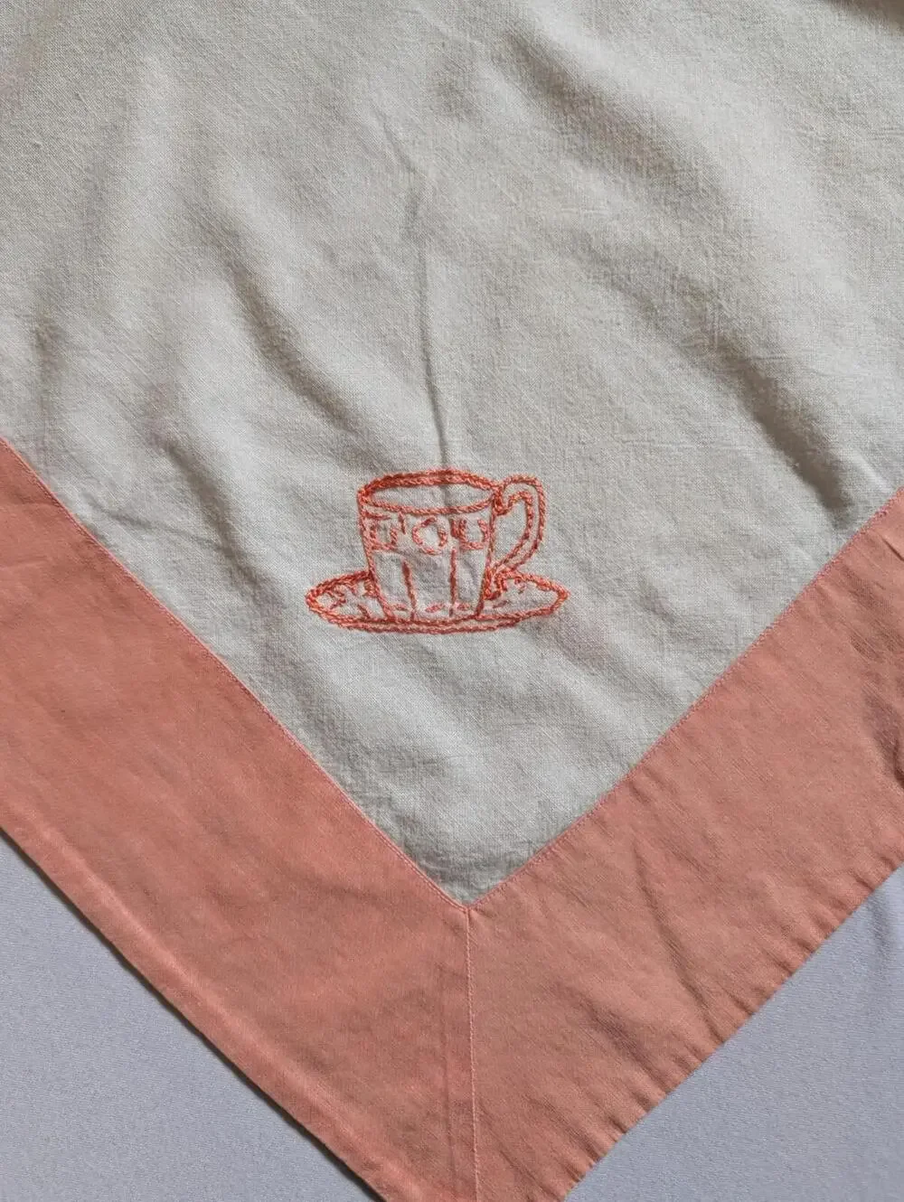 Vintage Bistro Linen Table Cloth Hand Embroidery 32